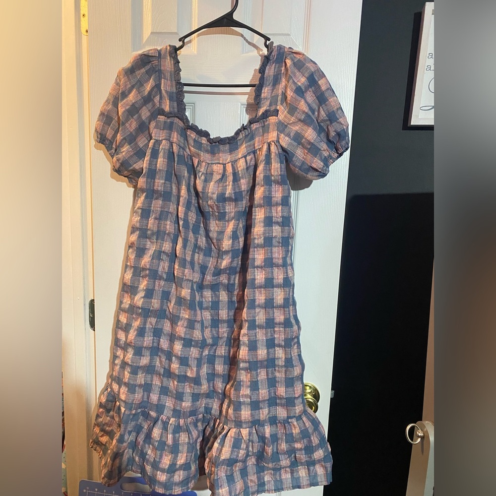 Chic Plaid Puff Sleeve Dress